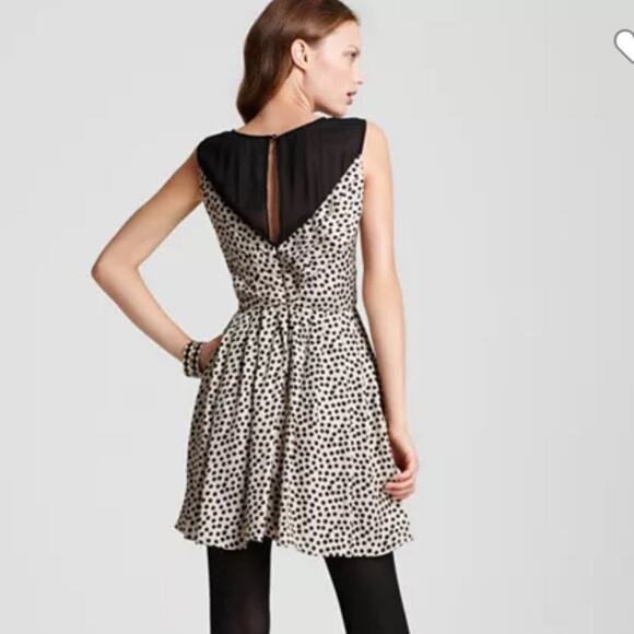 BCBGeneration Womens 12 Fit and Flare Pleated Polka Dot Dress - Picture 2 of 13